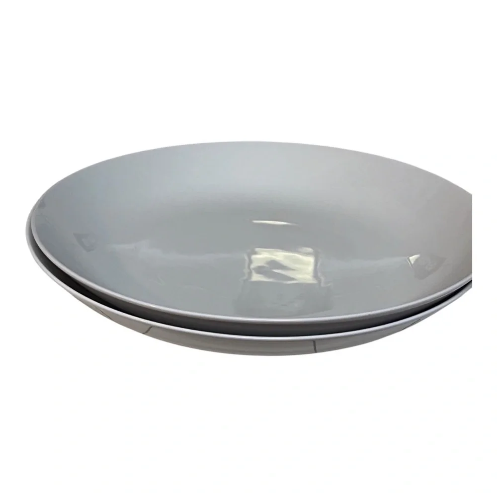 Lot of 2 Crate & Barrel 12” White Coupe Pasta Bowls